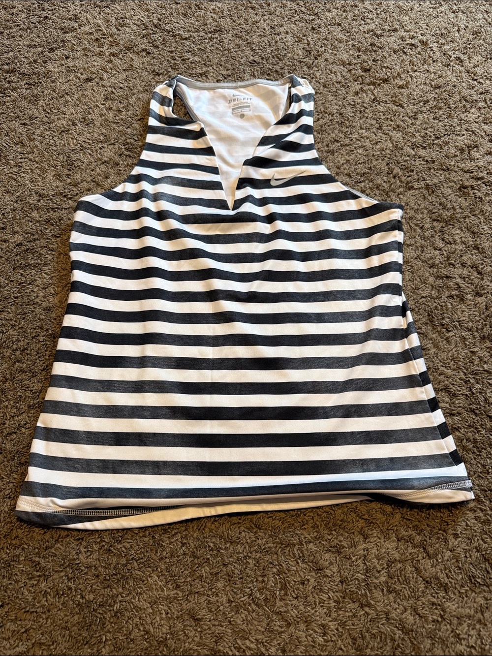 Nike Black and White Striped Racerback Tank